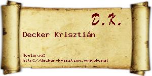 Decker Krisztián névjegykártya